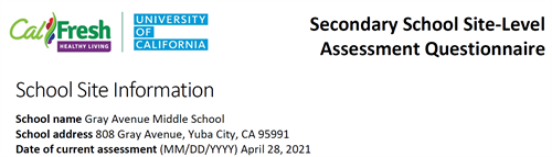 TRIENNIAL ASSESSMENT RESULTS